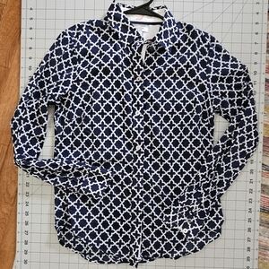 Nautica Navy and White Geometric Shirt